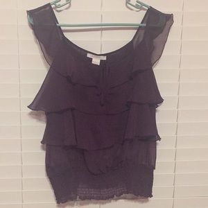 Charlotte Russe purple sheer tiered top